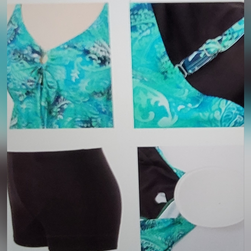 NWT hanna nicole two piece tankini boy short swimdress plus size 28w - Picture 6 of 14